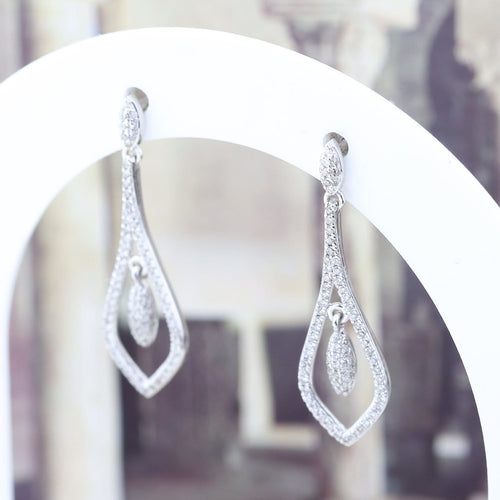 Boucles d'oreilles Boucles d’oreilles pendantes en or blanc 18k et diamants 0,75 ct 58 Facettes 2B-H