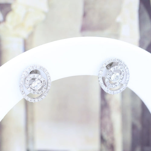 Boucles d'oreilles Boucles d’oreilles en or blanc 18k avec diamants, 0,48 ct 58 Facettes 2B-F