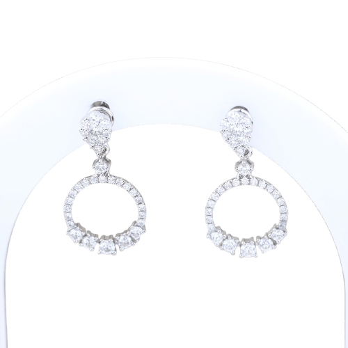 Boucles d'oreilles Boucles d’oreilles pendantes articulées en or blanc 18k, diamants 0,97 ct 58 Facettes 2B-L