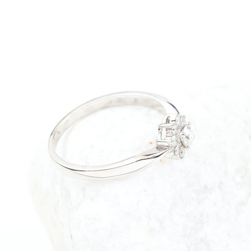 Bague 53 Bague rosette en or blanc 18 carats et diamants, 0,31 ct 58 Facettes 2B-ÑÑ