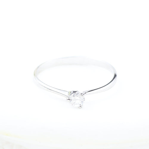 Bague 50 Bague solitaire en or blanc 18 carats avec diamant de 0,12 ct 58 Facettes 2B-TT