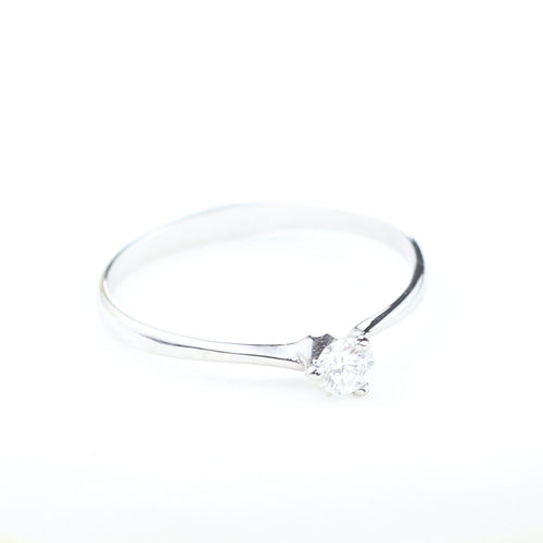 Bague 50 Bague solitaire en or blanc 18 carats avec diamant de 0,12 ct 58 Facettes 2B-TT