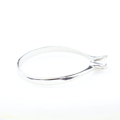 Bague 50 Bague solitaire en or blanc 18 carats avec diamant de 0,12 ct 58 Facettes 2B-TT