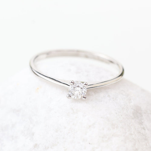 Bague 53 Bague solitaire en or blanc 18 carats avec diamant de 0,15 ct 58 Facettes 2B-RR