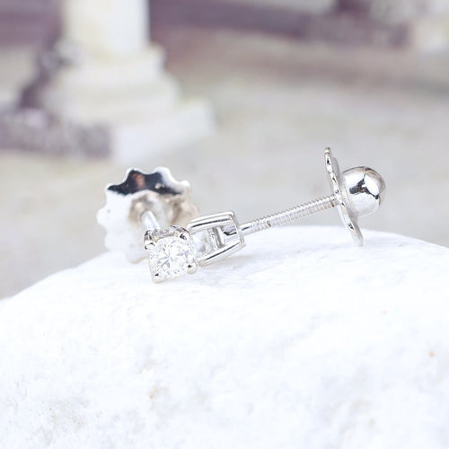 Boucles d'oreilles Boucles d’oreilles solitaires en or blanc 18k, diamants, 0,30 ct 58 Facettes 2B-E