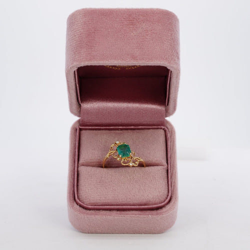 Bague 59 Émeraude en volutes - Bague en or jaune 18 carats avec émeraude et diamants 58 Facettes R0015