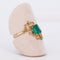 Bague 59 Émeraude en volutes - Bague en or jaune 18 carats avec émeraude et diamants 58 Facettes R0015