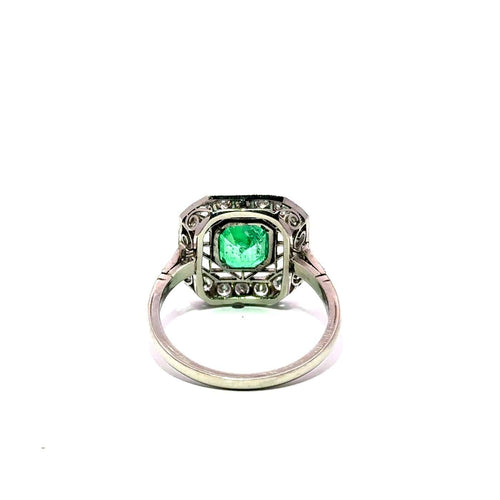 Bague 56 Bague d’inspiration Art déco en platine, émeraude colombienne et diamants 58 Facettes 50554