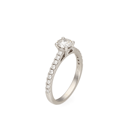 Bague Solitaire en platine avec diamant brillant naturel de 0,49 carat 58 Facettes FB10311