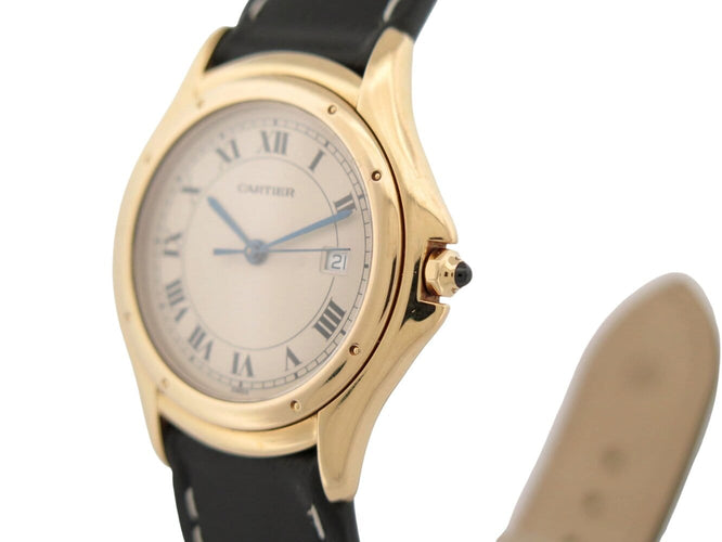 Montre Cartier - Montre Cougar à quartz en or jaune 18k, 33 mm, bracelet en cuir 58 Facettes 277686
