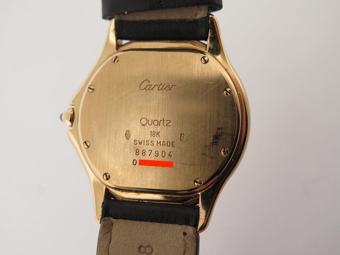 Montre Cartier - Montre Cougar à quartz en or jaune 18k, 33 mm, bracelet en cuir 58 Facettes 277686