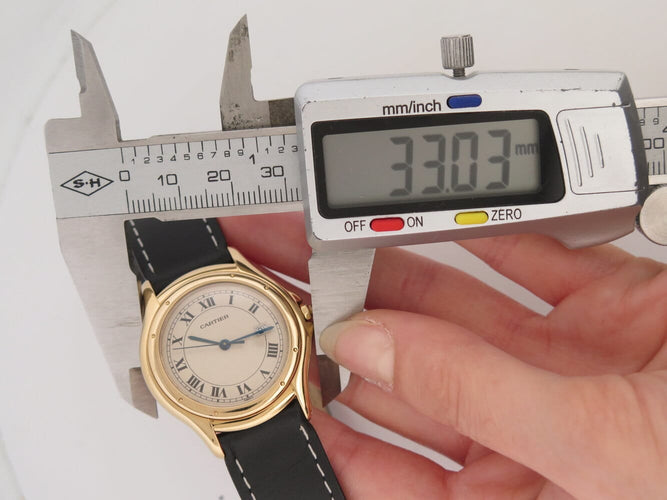 Montre Cartier - Montre Cougar à quartz en or jaune 18k, 33 mm, bracelet en cuir 58 Facettes 277686