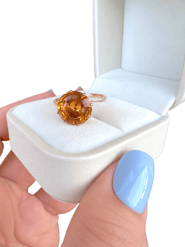 Bague 58.5 Bague solitaire en or jaune 18 carats avec citrine 58 Facettes 408