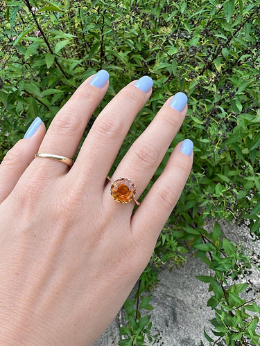 Bague 58.5 Bague solitaire en or jaune 18 carats avec citrine 58 Facettes 408
