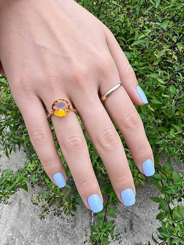 Bague 58.5 Bague solitaire en or jaune 18 carats avec citrine 58 Facettes 408