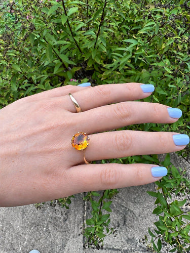 Bague 58.5 Bague solitaire en or jaune 18 carats avec citrine 58 Facettes 408