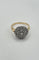 Bague 54.5 Bague dôme Pompon en or jaune 18 carats pavée de diamants 58 Facettes Bague dome fleur