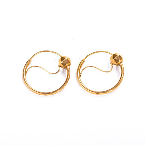Boucles d'oreilles Boucles d’oreilles créoles savoyardes anciennes en or rose facetté 58 Facettes LMB-403