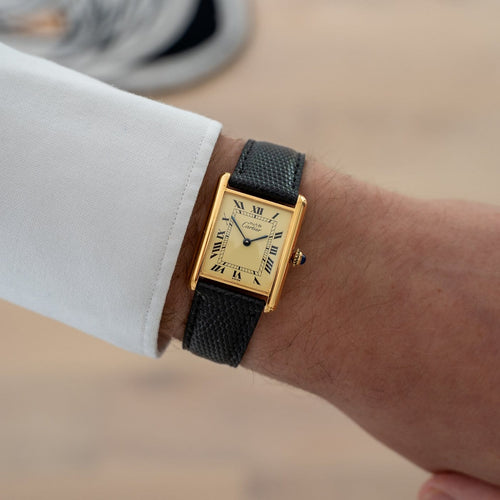 Montre Cartier - Montre Tank Must LM, cadran romain jaune citron 58 Facettes 561