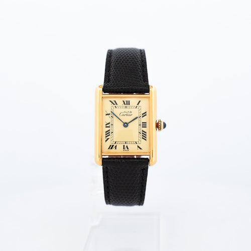Montre Cartier - Montre Tank Must LM, cadran romain jaune citron 58 Facettes 561