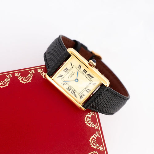 Montre Cartier - Montre Tank Must LM, cadran romain jaune citron 58 Facettes 561