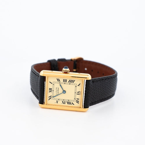 Montre Cartier - Montre Tank Must LM, cadran romain jaune citron 58 Facettes 561