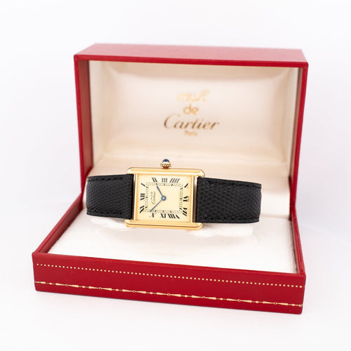 Montre Cartier - Montre Tank Must LM, cadran romain jaune citron 58 Facettes 561