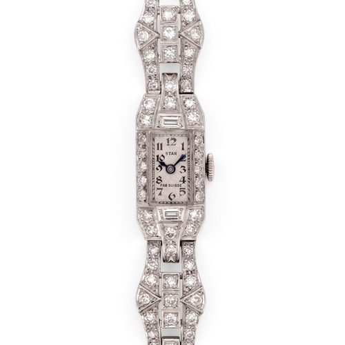 Montre Star - Montre-bracelet Art déco en platine et or 18k, diamants, vers 1930 58 Facettes WA-1011
