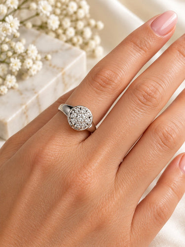 Bague 53 Bague d’inspiration vintage en or blanc 18k et diamants 58 Facettes 50556