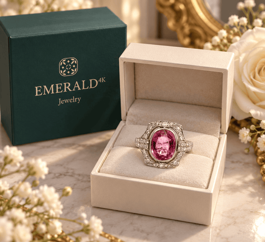 Bague 56 Bague vintage de style Art déco en platine, tourmaline rose et diamants 58 Facettes 50557