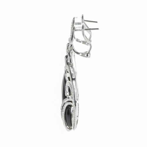 Boucles d'oreilles Boucles d’oreilles en or blanc 18 K avec diamants et onyx 58 Facettes 2.18388