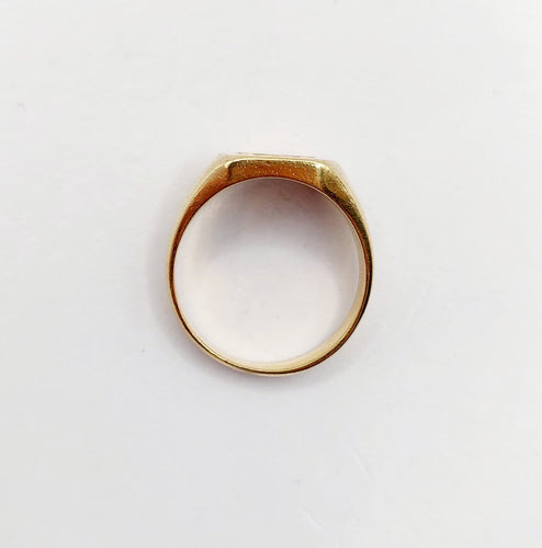 Bague 46.5 Chevalière ancienne en or 18k avec blason, couronne de marquis et sceau 58 Facettes A08054