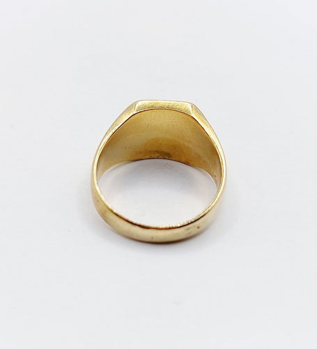 Bague 46.5 Chevalière ancienne en or 18k avec blason, couronne de marquis et sceau 58 Facettes A08054