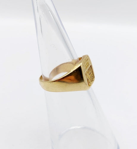Bague 46.5 Chevalière ancienne en or 18k avec blason, couronne de marquis et sceau 58 Facettes A08054