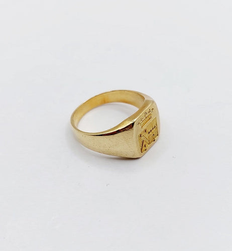 Bague 46.5 Chevalière ancienne en or 18k avec blason, couronne de marquis et sceau 58 Facettes A08054