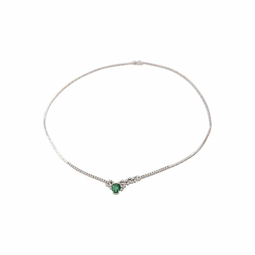 Collier Collier en or blanc 18k, émeraude et diamants 58 Facettes 5868203CN