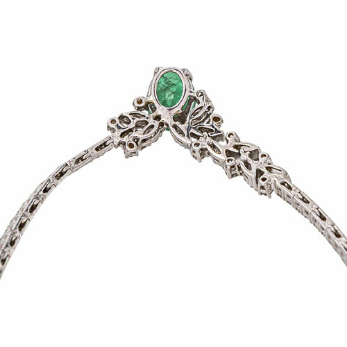 Collier Collier en or blanc 18k, émeraude et diamants 58 Facettes 5868203CN