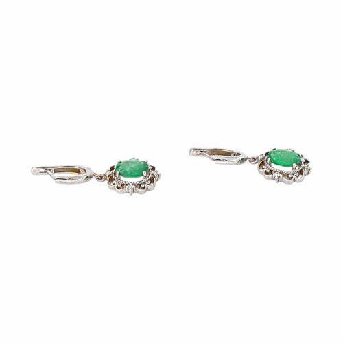 Boucles d'oreilles Boucles d’oreilles dormeuses en or blanc 750, émeraudes et diamants 58 Facettes 5968285CN
