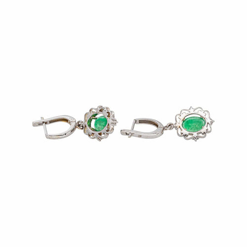 Boucles d'oreilles Boucles d’oreilles dormeuses en or blanc 750, émeraudes et diamants 58 Facettes 5968285CN