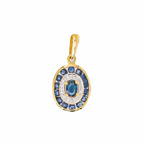 Pendentif Pendentif en or jaune et or blanc 18k serti de saphirs 58 Facettes 6052386CN