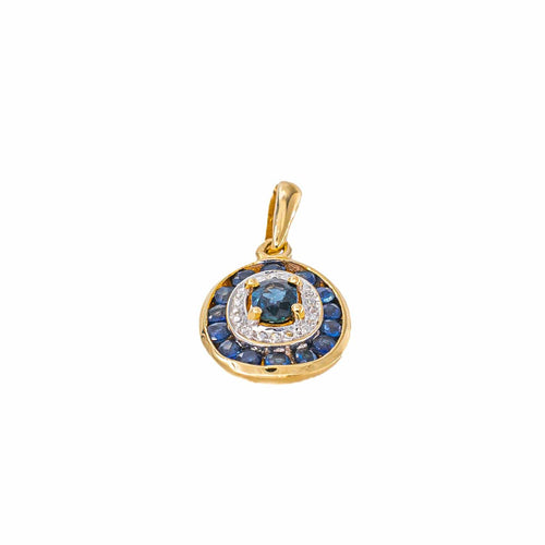 Pendentif Pendentif en or jaune et or blanc 18k serti de saphirs 58 Facettes 6052386CN