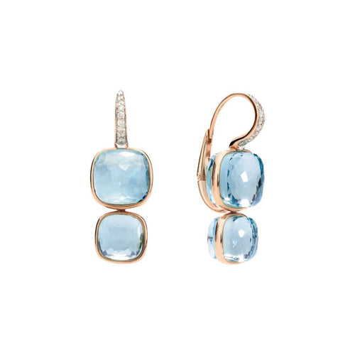 Boucles d'oreilles Pomellato Nudo - Boucles d’oreilles en or rose 18 carats, topazes bleues et diamants 58 Facettes 842A26_M
