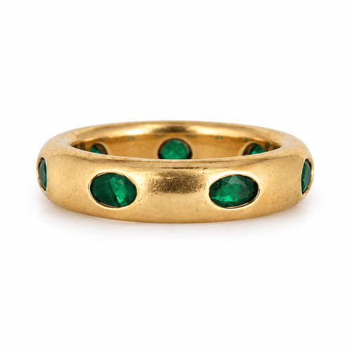 Bague 51.5 FRED - Bague jonc en or jaune 18 carats et émeraudes 58 Facettes B26347