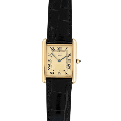Montre Cartier - Montre Tank Must LM à cadran romain jaune citron 58 Facettes 583
