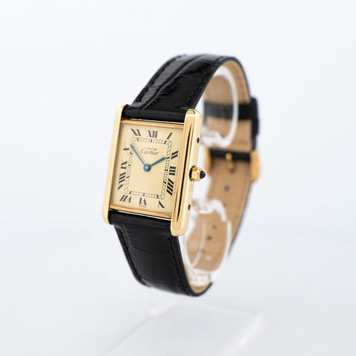 Montre Cartier - Montre Tank Must LM à cadran romain jaune citron 58 Facettes 583