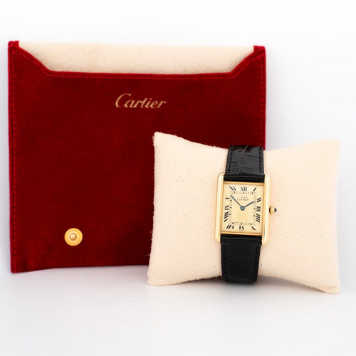 Montre Cartier - Montre Tank Must LM à cadran romain jaune citron 58 Facettes 583