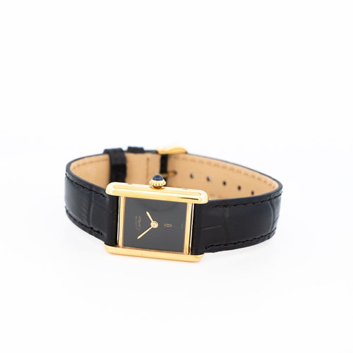 Montre Cartier - Montre Tank Must SM à cadran noir 58 Facettes 605