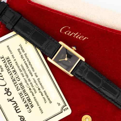 Montre Cartier - Montre Tank Must SM à cadran noir 58 Facettes 605