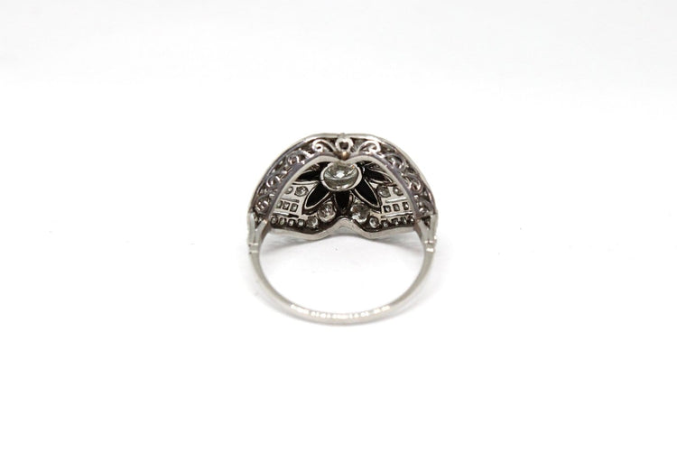 Bague 58 Bague Art déco en platine, diamants et onyx 58 Facettes ANILLO 23