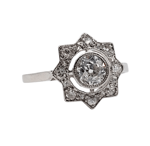 Bague 55.5 Bague Art déco en platine et diamants taille ancienne, 0,50 ct, vers 1930 58 Facettes A08099